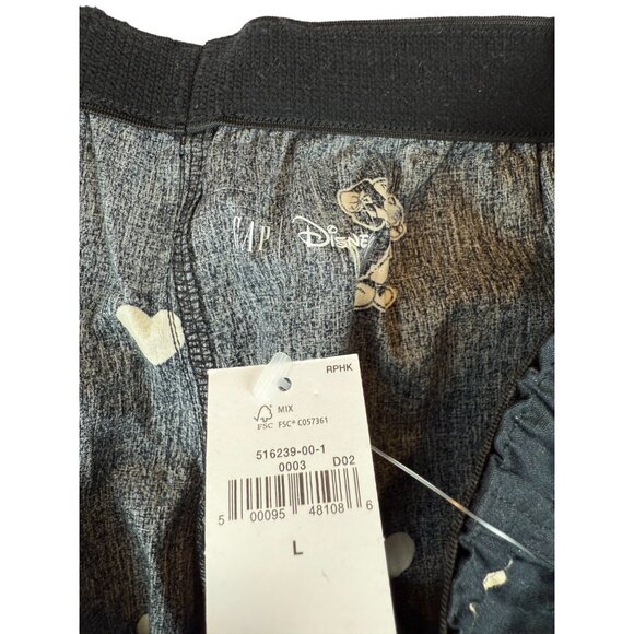 NWT 100% Cotton GAP x Disney Black/White Mickey Mouse & Heart Pajama Bottoms - L - Picture 5 of 7